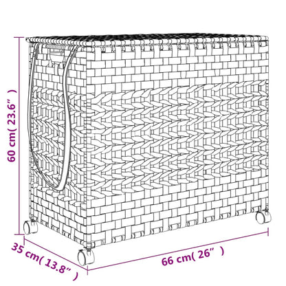 Wäschekorb mit Rollen Grau 66x35x60 cm Rattan - Pazzar.ch