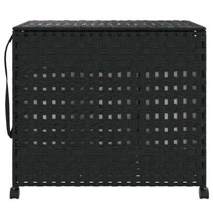 Wäschekorb mit Rollen Schwarz 66x35x60 cm Rattan - Pazzar.ch