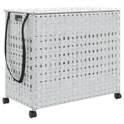 Wäschekorb mit Rollen Weiß 66x35x60 cm Rattan - Pazzar.ch