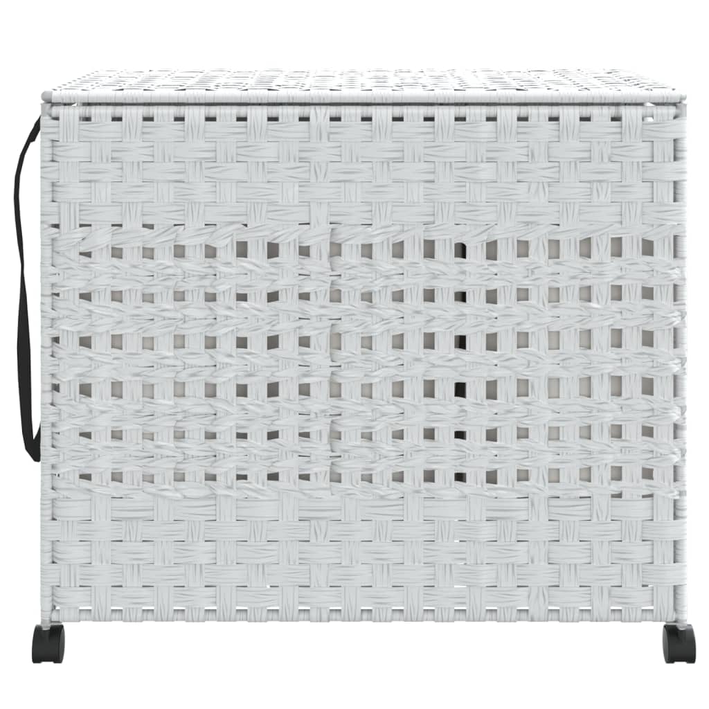 Wäschekorb mit Rollen Weiß 66x35x60 cm Rattan - Pazzar.ch
