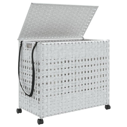 Wäschekorb mit Rollen Weiß 66x35x60 cm Rattan - Pazzar.ch