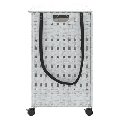 Wäschekorb mit Rollen Weiß 66x35x60 cm Rattan - Pazzar.ch