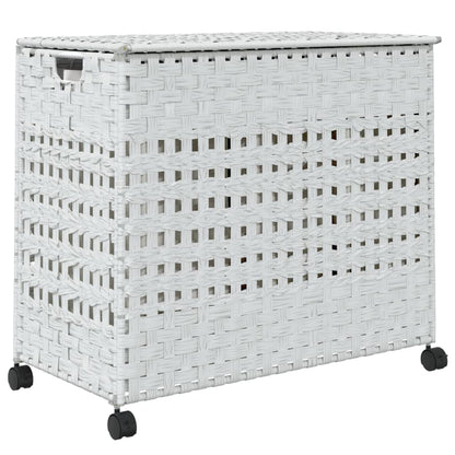 Wäschekorb mit Rollen Weiß 66x35x60 cm Rattan - Pazzar.ch