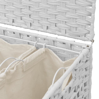 Wäschekorb mit Rollen Weiß 66x35x60 cm Rattan - Pazzar.ch