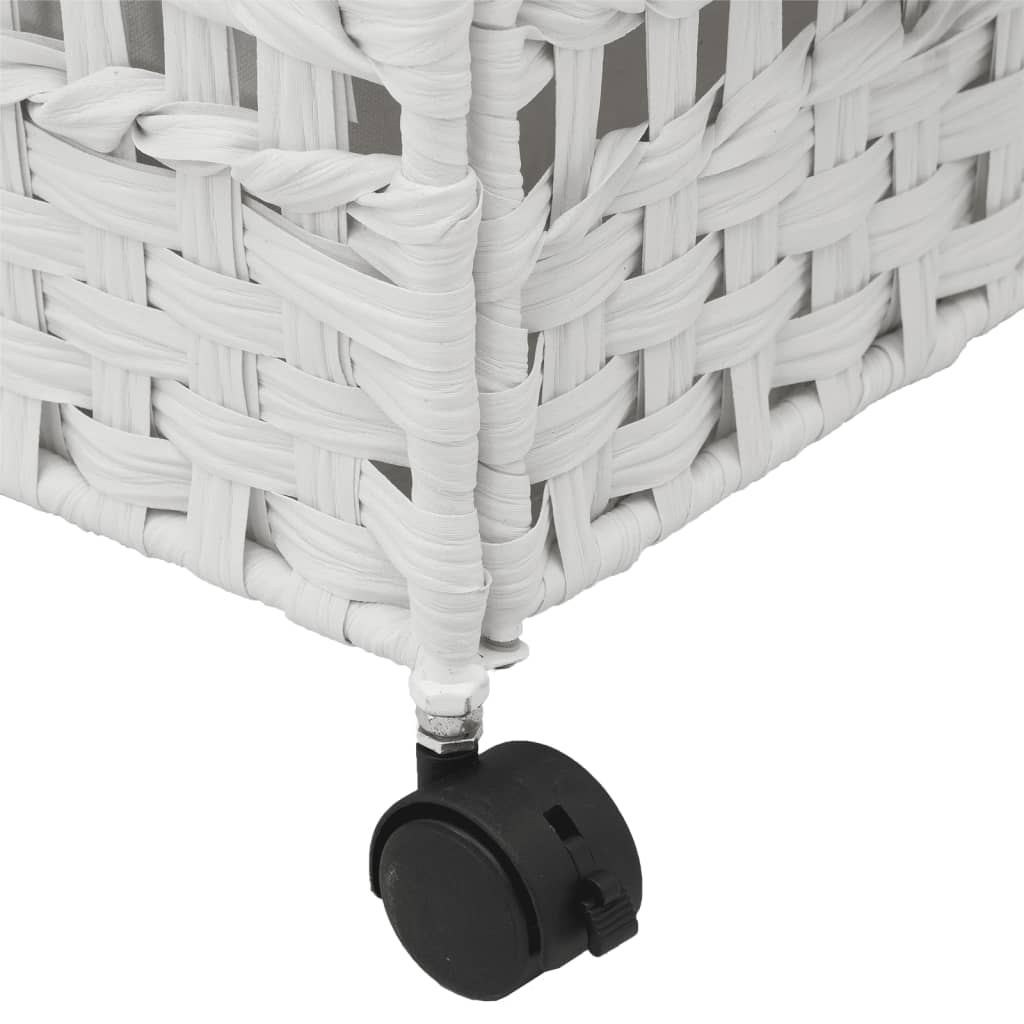 Wäschekorb mit Rollen Weiß 66x35x60 cm Rattan - Pazzar.ch