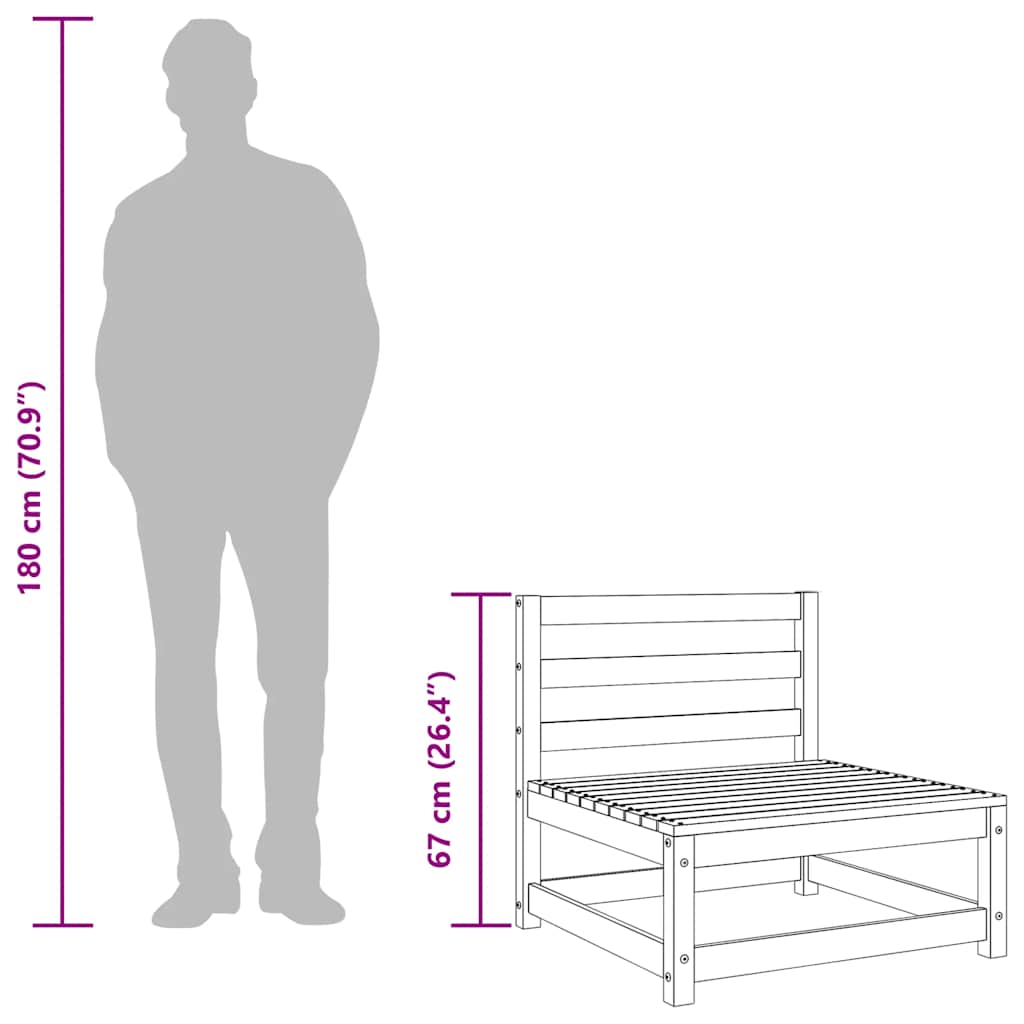 Gartensofas ohne Armlehnen 3 Stk. 70x70x67 cm Douglasienholz