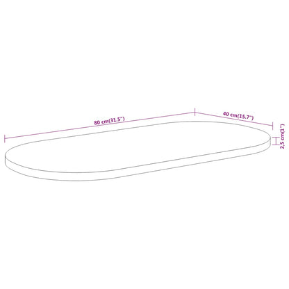 Tischplatte 80x40x2,5 cm Oval Massivholz Akazie - Pazzar.ch