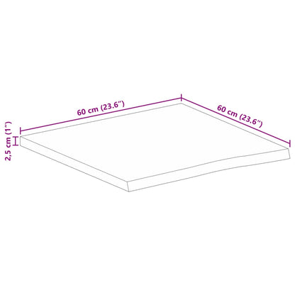 Tischplatte mit Baumkante 60x60x2,5 cm Massivholz Mango - Pazzar.ch