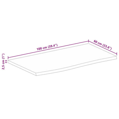 Tischplatte mit Baumkante 100x60x2,5 cm Massivholz Mango - Pazzar.ch