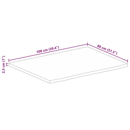 Tischplatte mit Baumkante 100x80x2,5 cm Massivholz Mango - Pazzar.ch