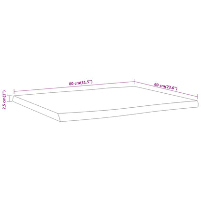 Tischplatte 80x60x2,5cm Rechteckig Massivholz Akazie Naturkante - Pazzar.ch