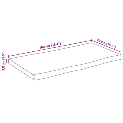 Tischplatte mit Baumkante 100x40x3,8 cm Raues Mango Massivholz - Pazzar.ch