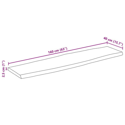 Tischplatte mit Baumkante 160x40x2,5 cm Massivholz Mango