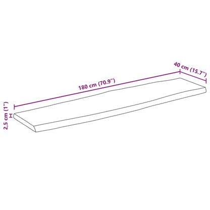 Tischplatte mit Baumkante 180x40x2,5 cm Massivholz Mango