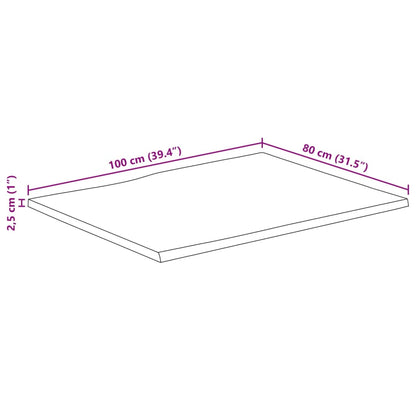 Tischplatte mit Baumkante 100x80x2,5 cm Massivholz Mango - Pazzar.ch