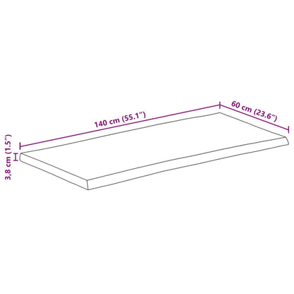 Tischplatte mit Baumkante 140x60x3,8 cm Massivholz Mango - Pazzar.ch
