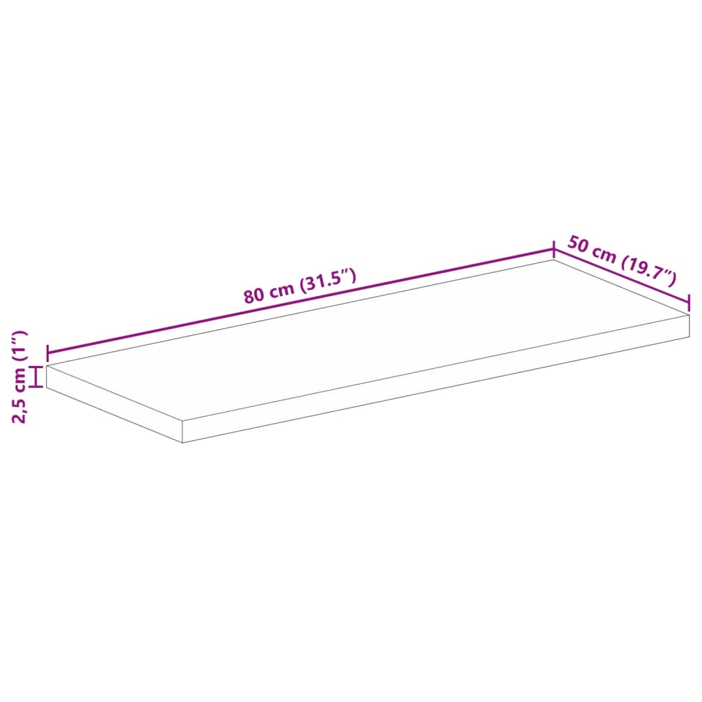 Tischplatte 80x50x2,5 cm Rechteckig Massivholz Akazie - Pazzar.ch