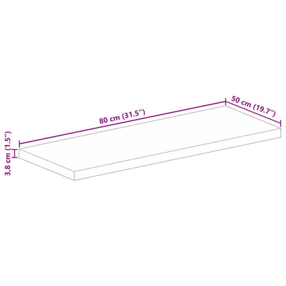 Tischplatte 80x50x3,8 cm Rechteckig Massivholz Mango