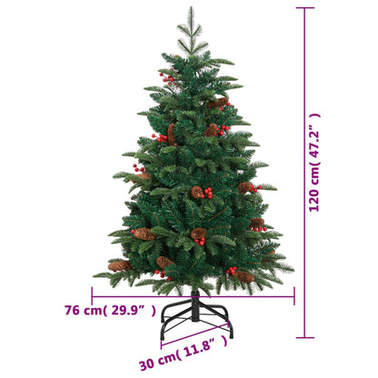 Künstlicher Weihnachtsbaum Klappbar mit Zapfen Beeren 120 cm - Pazzar.ch