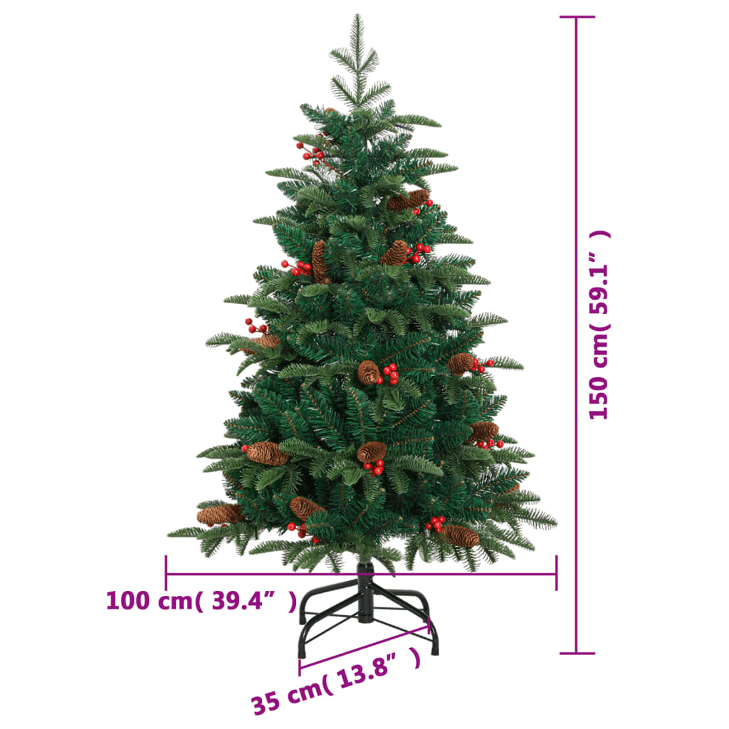 Künstlicher Weihnachtsbaum Klappbar mit Zapfen & Beeren 150 cm - Pazzar.ch