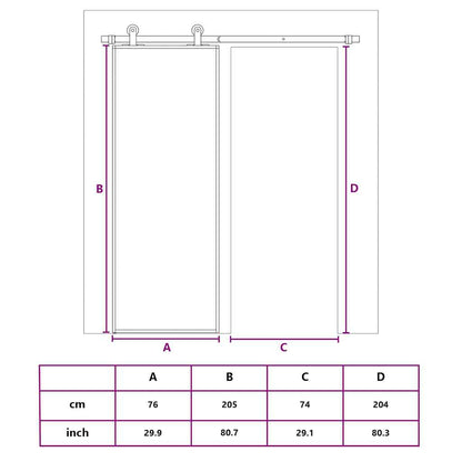 Schiebetür Golden 76x205 cm ESG-Klarglas und Aluminium