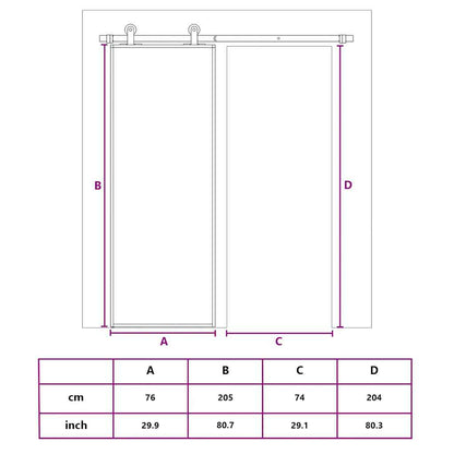 Schiebetür Golden 76x205 cm ESG-Klarglas und Aluminium