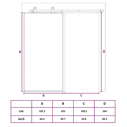 Schiebetür Golden 102,5x205 cm ESG-Klarglas und Aluminium