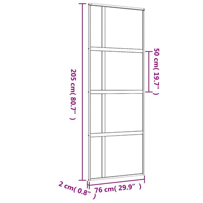 Schiebetür Golden 76x205 cm ESG-Klarglas und Aluminium