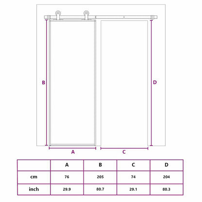 Schiebetür Golden 76x205 cm ESG-Klarglas und Aluminium