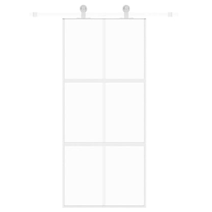 Schiebetür Weiß 90x205 cm Hartglas und Aluminium