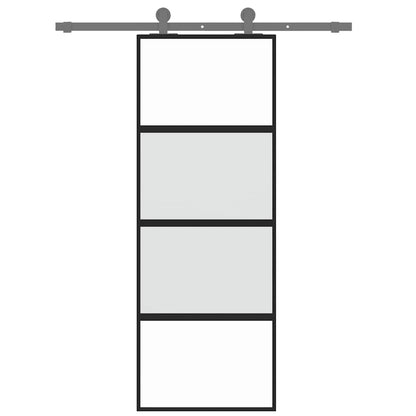 Schiebetür Schwarz 76x205 cm Hartglas und Aluminium