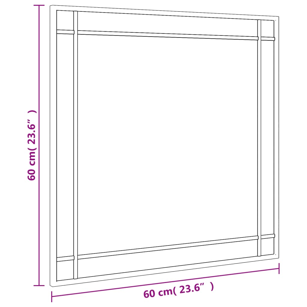 Wandspiegel Schwarz 60x60 cm Quadratisch Eisen