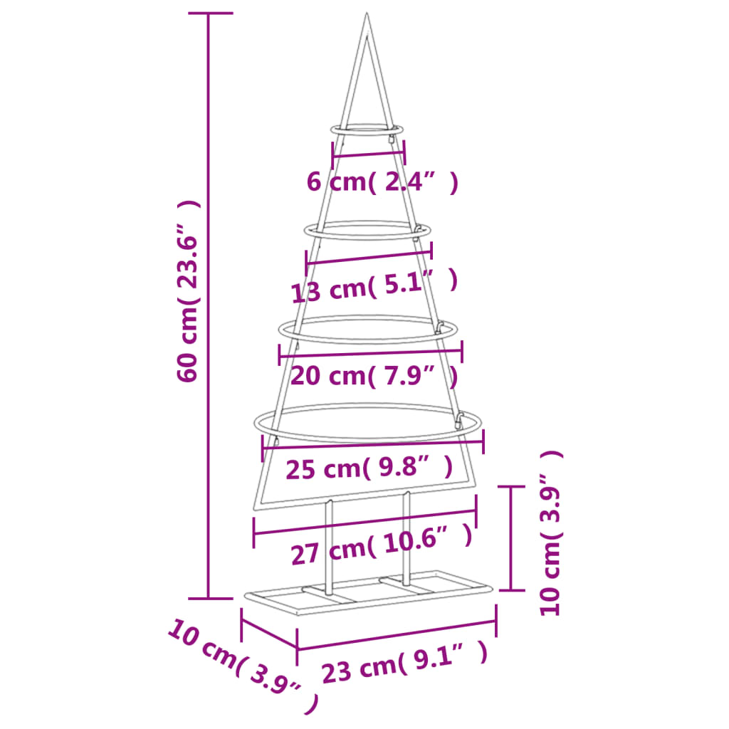 Metall-Weihnachtsbaum Deko Schwarz 60 cm