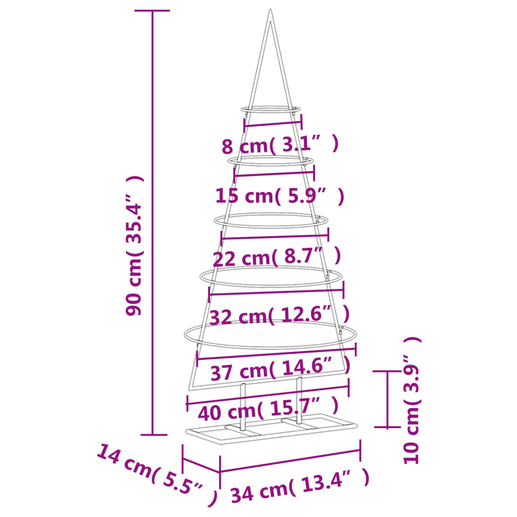 Metall-Weihnachtsbaum für Dekorationen Schwarz 90 cm - Pazzar.ch