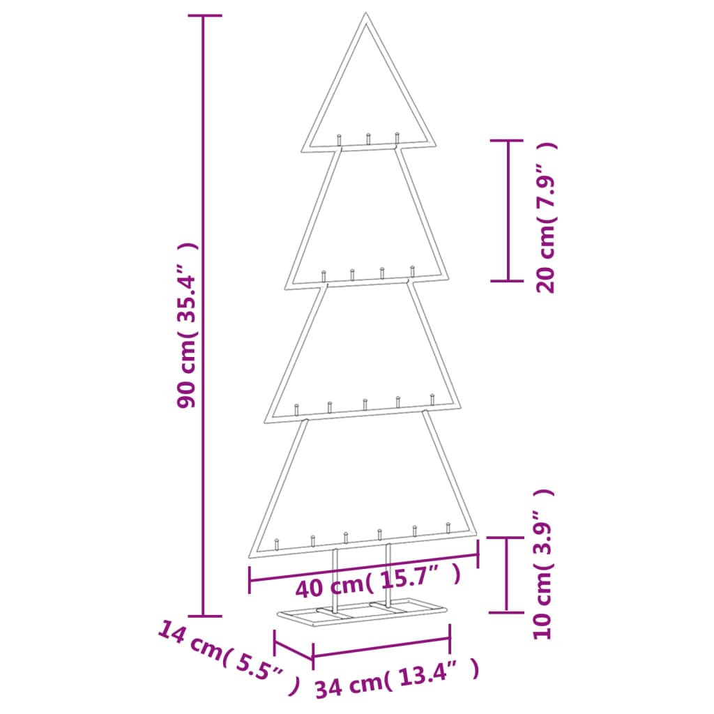 Metall-Weihnachtsbaum für Dekorationen Schwarz 90 cm - Pazzar.ch