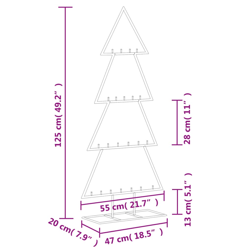 Metall-Weihnachtsbaum für Dekorationen Schwarz 125 cm - Pazzar.ch