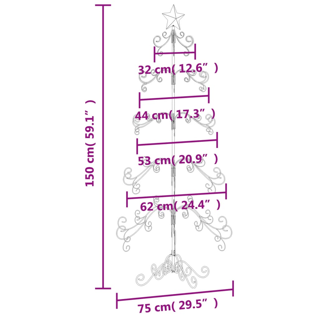 Metall-Weihnachtsbaum für Dekorationen Schwarz 150 cm - Pazzar.ch