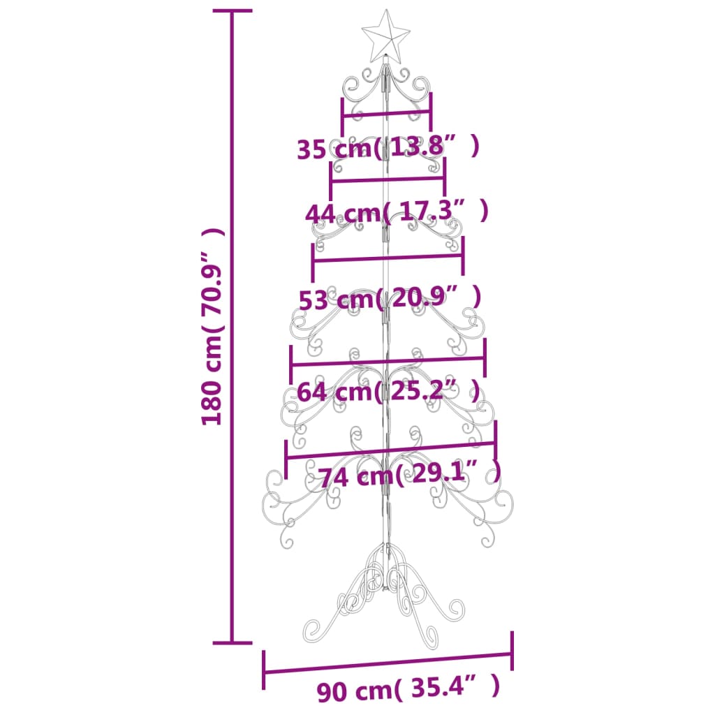 Metall-Weihnachtsbaum für Dekorationen Schwarz 180 cm - Pazzar.ch