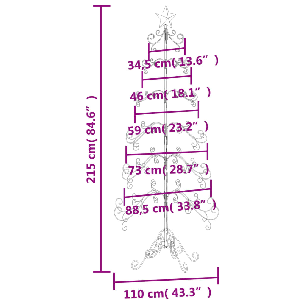 Metall-Weihnachtsbaum für Dekorationen Schwarz 215 cm - Pazzar.ch