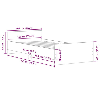 Bettgestell Weiß 100x200 cm Holzwerkstoff