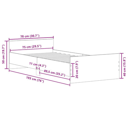Bettgestell ohne Matratze Sonoma-Eiche 75x190 cm Holzwerkstoff