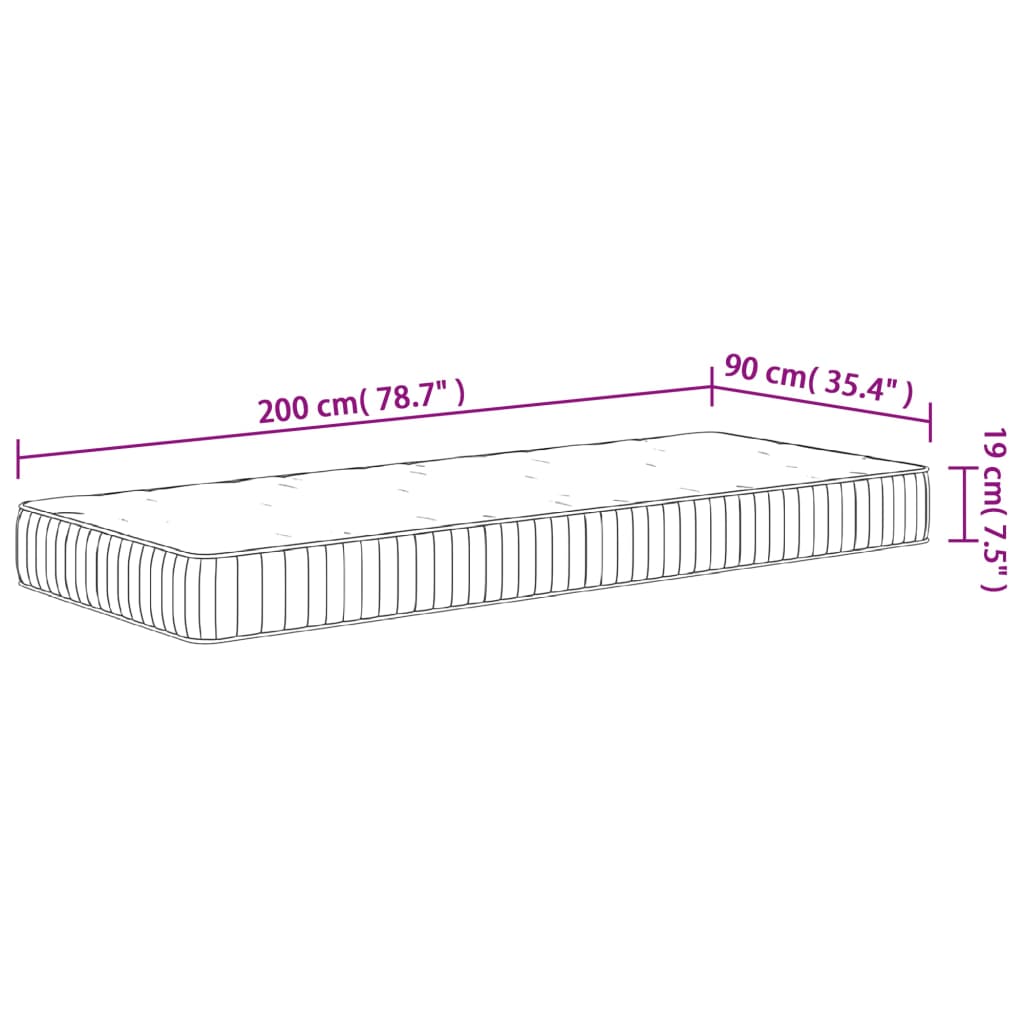 Matratze Taschenfederkern Mittel 90x200 cm - Pazzar.ch