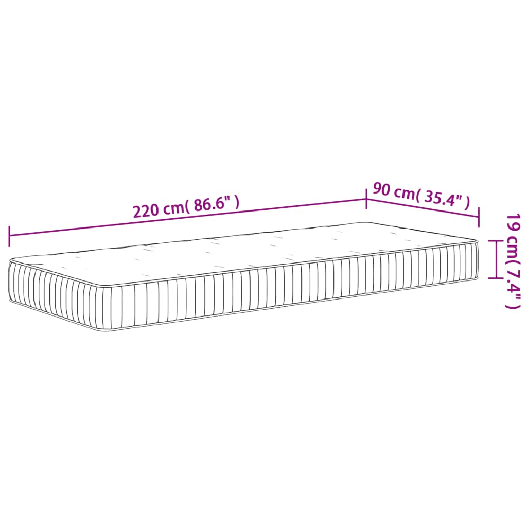 Matratze Taschenfederkern Mittel 90x220 cm - Pazzar.ch