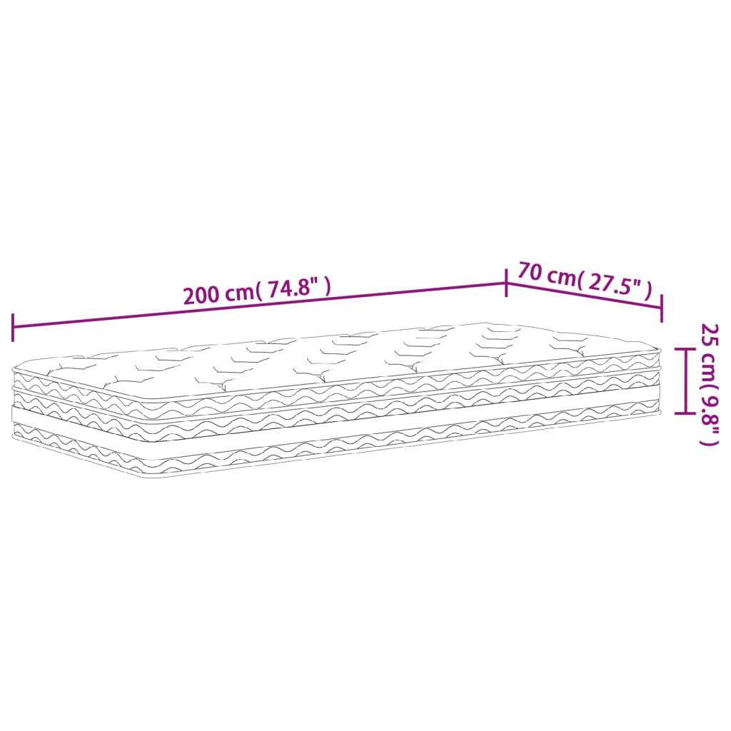 Matratze Taschenfederkern Mittel 70x200 cm - Pazzar.ch