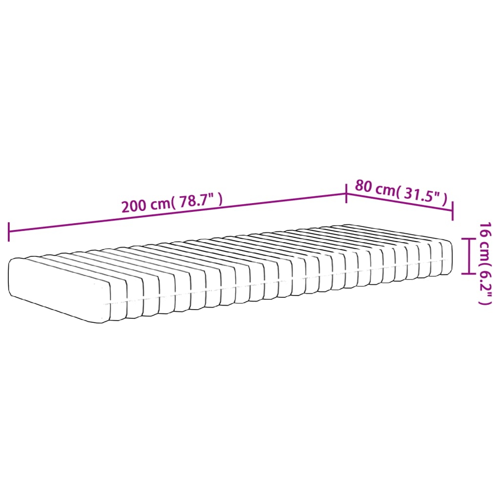 Matratze Schaumstoff Mittelweich 80x200 cm