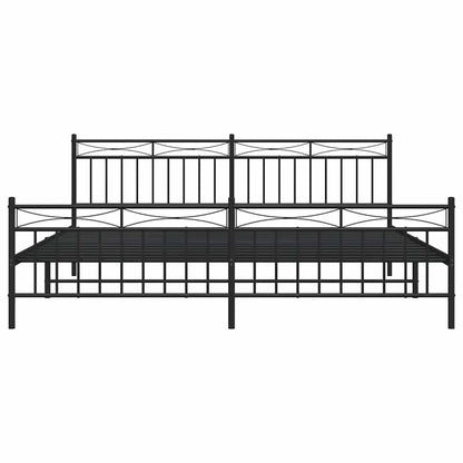 Bettgestell mit Kopf- und Fußteil Metall Schwarz 193x203 cm