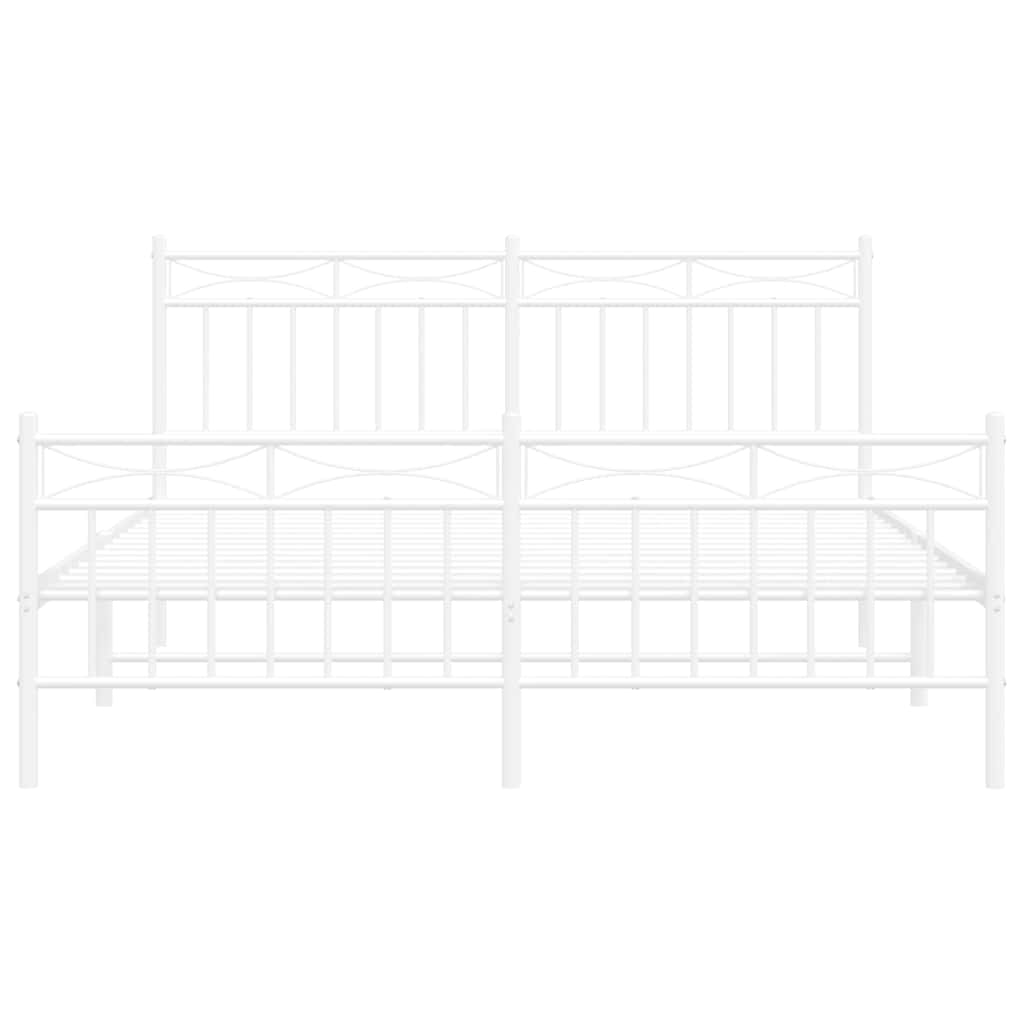 Bettgestell mit Kopf- und Fußteil Metall Weiß 150x200 cm