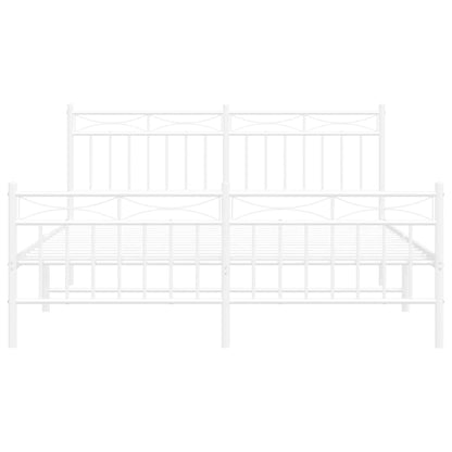 Bettgestell mit Kopf- und Fußteil Metall Weiß 150x200 cm