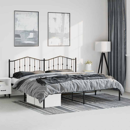 Bettgestell mit Kopfteil Metall Schwarz 193x203 cm