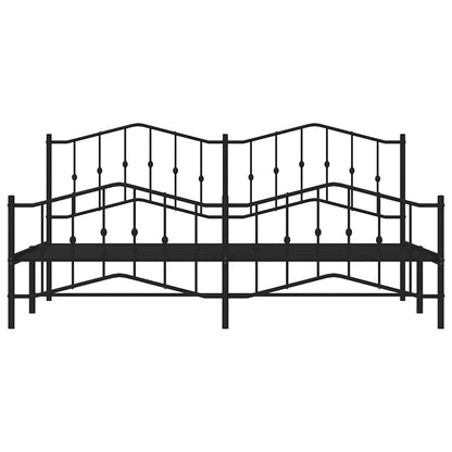 Bettgestell mit Kopf- und Fußteil Metall Schwarz 193x203 cm